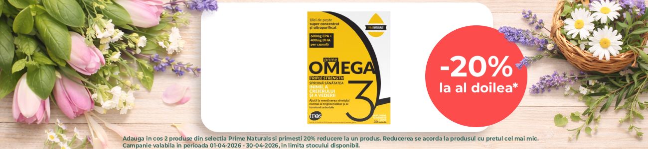 Promotie cu reducre 20% la al doilea produs Prime Naturals