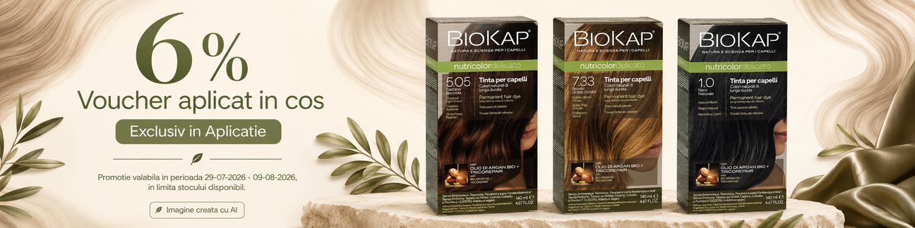 Promotie cu voucher 6% aplicat in cos la Bios Line Exclusiv in Aplicatie