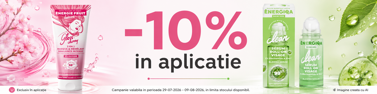 Promotie cu voucher aplicat in cos 10% la Energie Fruit Exclusiv in Aplicatie