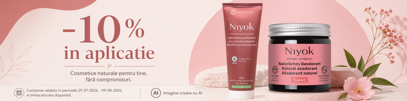 Promotie cu voucher aplicat in cos 10% la Niyok Exclusiv in Aplicatie