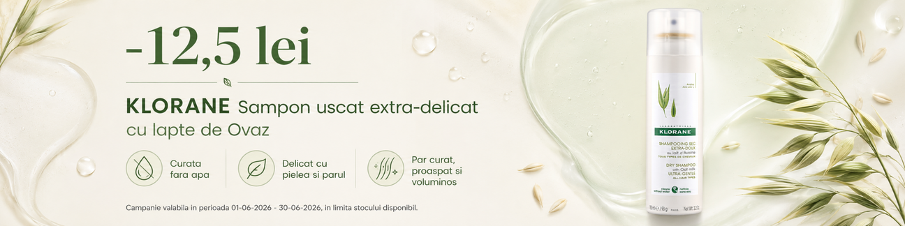 Promotie cu voucher aplicat in cos 12.5 lei la Klorane