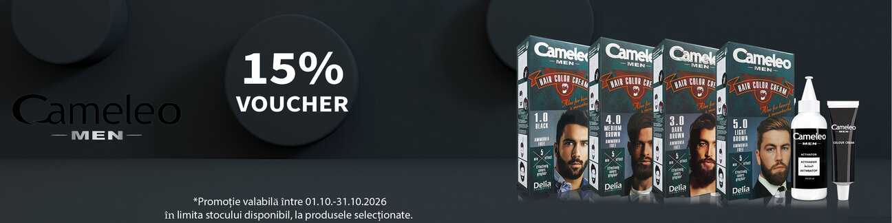Promotie cu voucher aplicat in cos 15% la Delia