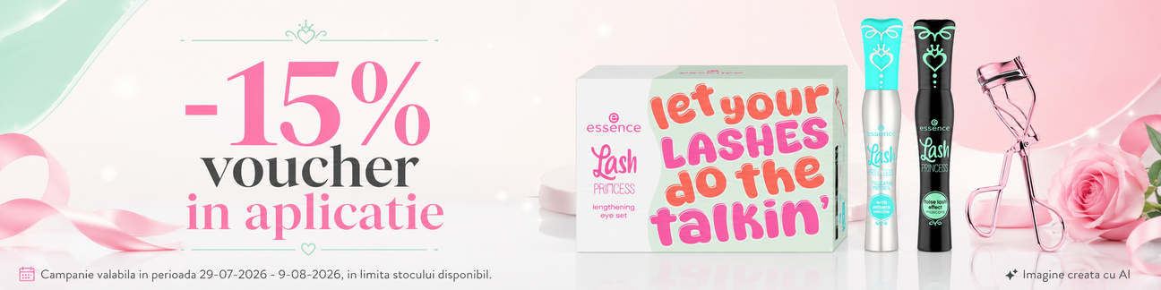 Promotie cu voucher aplicat in cos 15% la Essence Exclusiv in Aplicatie