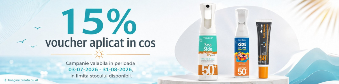 Promotie cu voucher aplicat in cos 15% la Frezyderm