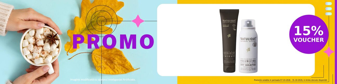 Promotie cu voucher aplicat in cos 15% la Natulique