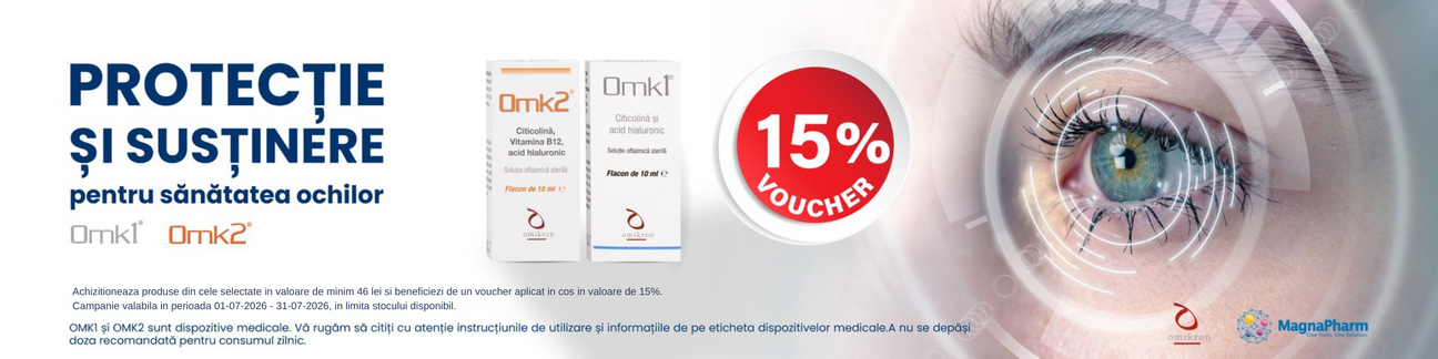 Promotie cu voucher aplicat in cos 15% la Omikron