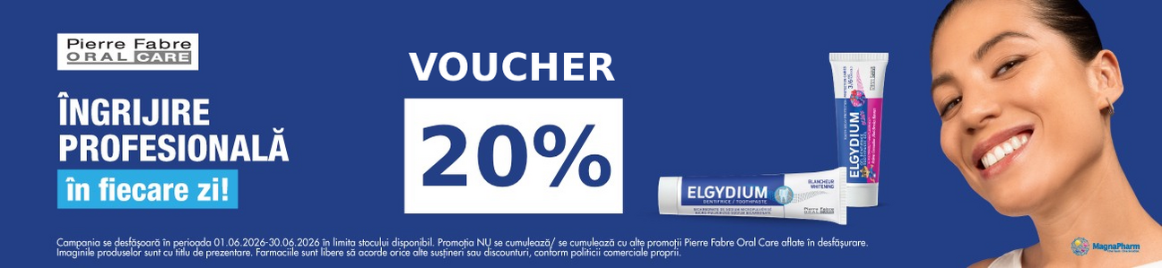 Promotie cu voucher aplicat in cos 20% la Elgydium