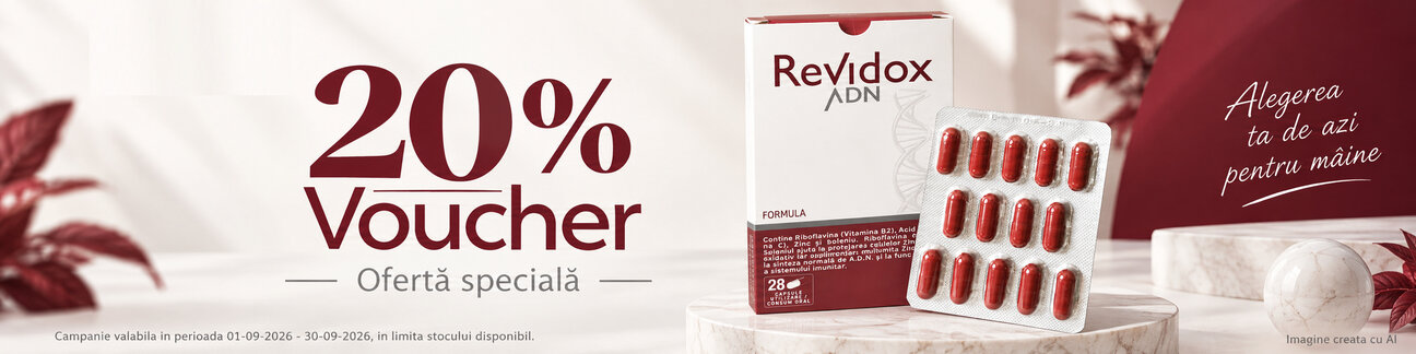 Promotie cu voucher aplicat in cos 20% la Revidox