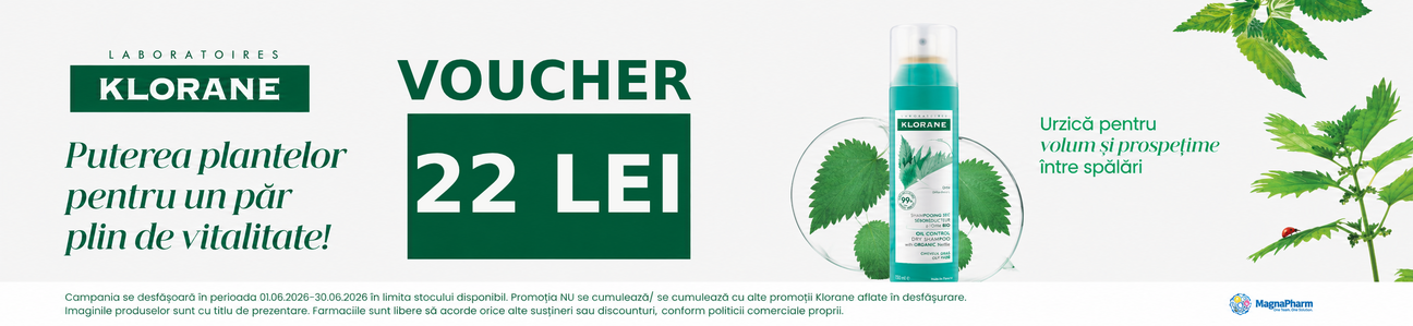 Promotie cu voucher aplicat in cos 22 lei la Klorane