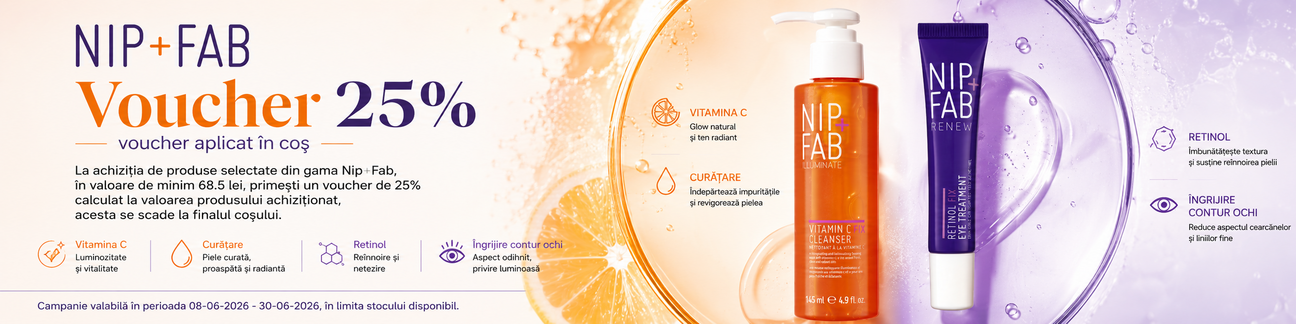 Promotie cu voucher aplicat in cos 25% la Nip+Fab