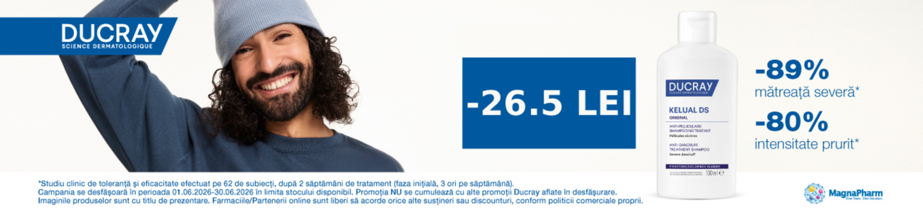 Promotie cu voucher aplicat in cos 26.5 lei la Ducray