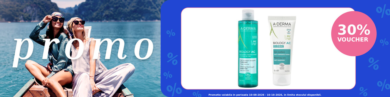 Promotie cu voucher aplicat in cos 30% la Aderma