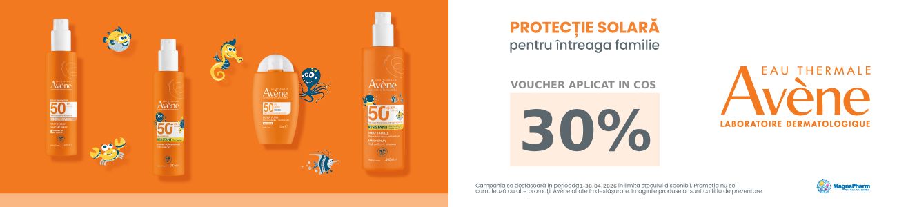 Promotie cu voucher aplicat in cos 30% la Avene