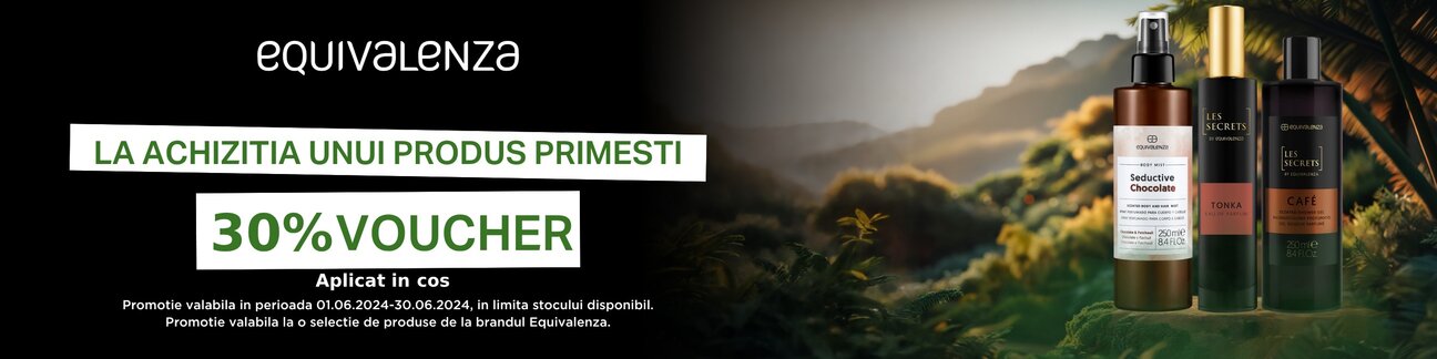 Promotie cu voucher aplicat in cos 30% la Equivalenza