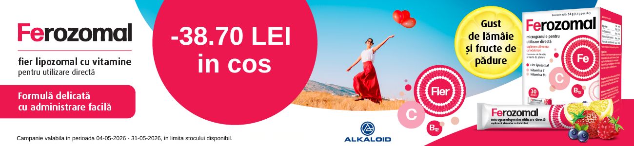 Promotie cu voucher aplicat in cos 38.70 lei la Alkaloid - Ferozomal