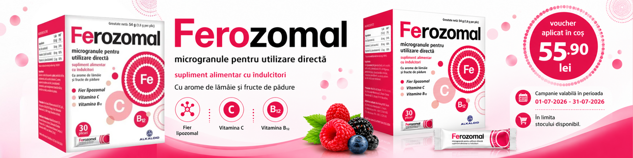 Promotie cu voucher aplicat in cos 55.90 lei la Alkaloid - Ferozomal