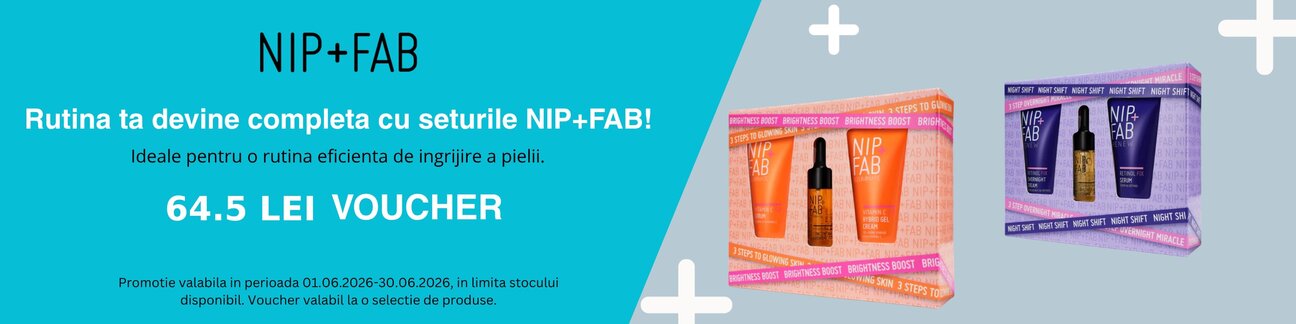Promotie cu voucher aplicat in cos 64.5 lei la Nip+Fab