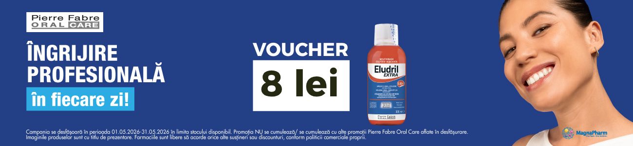 Promotie cu voucher aplicat in cos 8 lei la Eludril