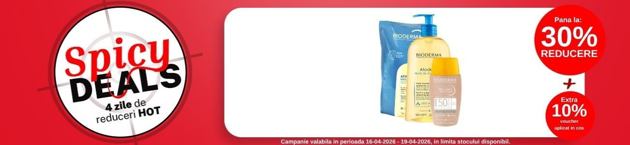 Spicy Deals cu extra 10% voucher aplicat in cos la Bioderma