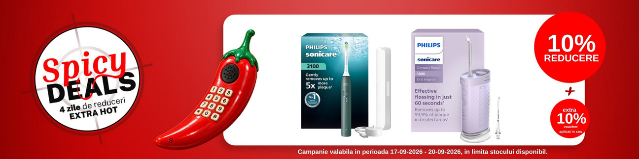 Spicy Deals cu extra 10% voucher aplicat in cos la Philips Sonicare