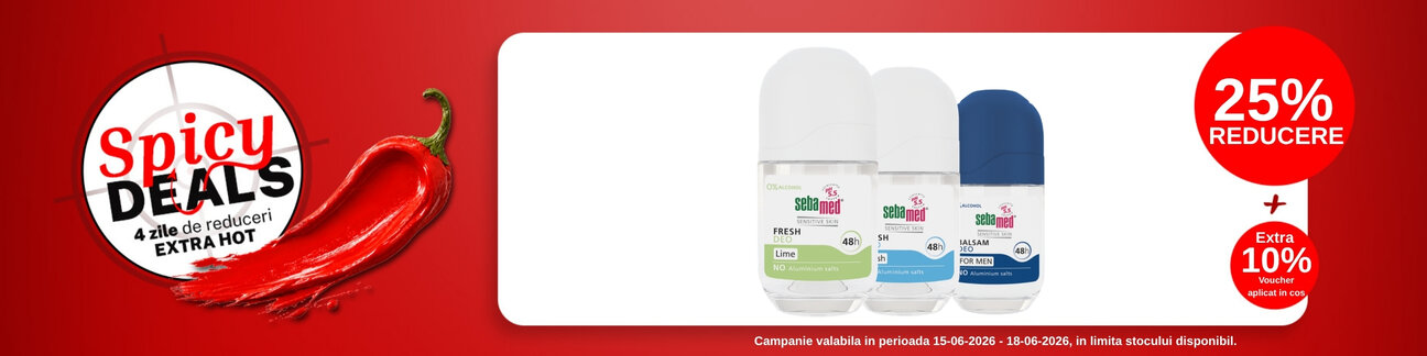 Spicy Deals cu extra 10% voucher aplicat in cos la Sebamed