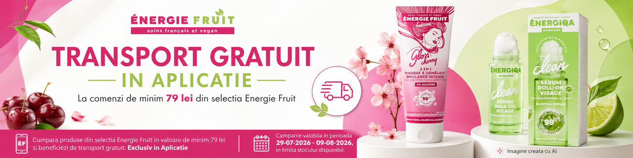 Transport gratuit la Energie Fruit Exclusiv in Aplicatie
