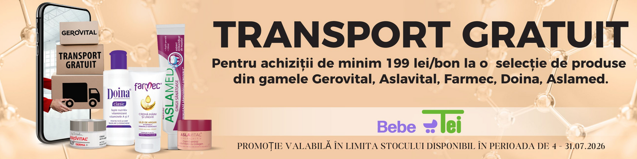 Transport Gratuit la Gerovital, Farmec, Aslamed si Aslavital