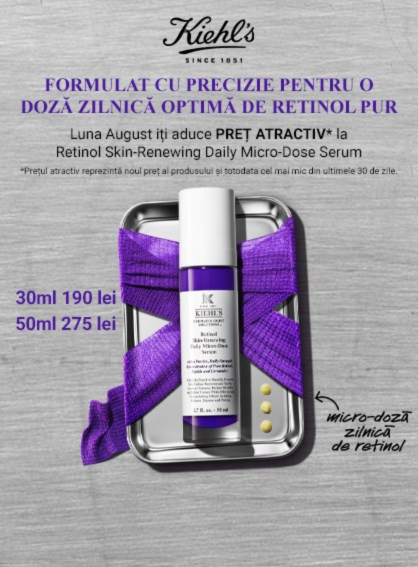 Pret Atractiv la Kiehls Retinol Skin-Renewing Daily Micro-Dose Serum 30 si 50 ml