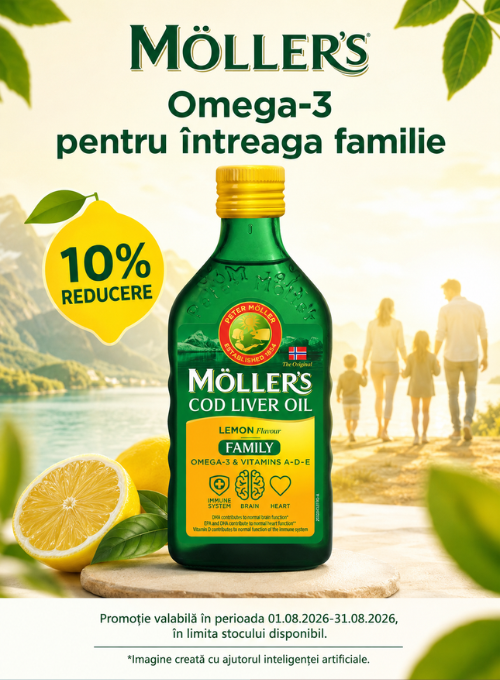 Promotie cu 10% reducere la Mollers Omega 3 ulei din ficat de cod