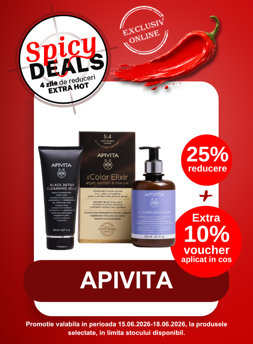 Promotie cu 10% voucher aplicat in cos la Apivita - Spicy Deals