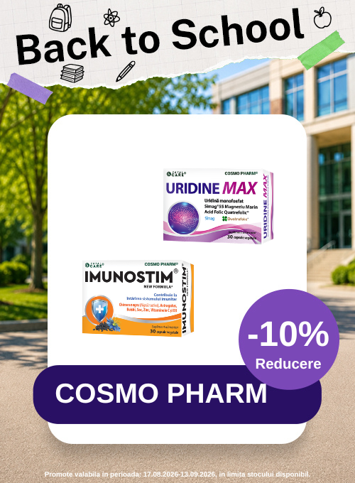Promotie cu 10% Voucher aplicat in cos la CosmoPharm - Back to School