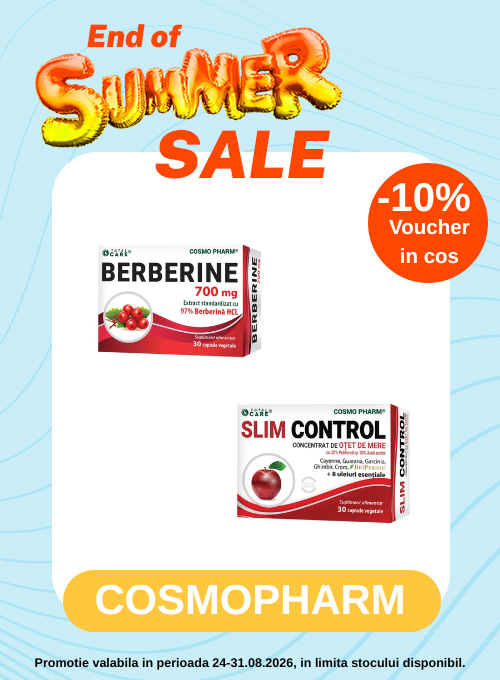 Promotie cu 10% Voucher aplicat in cos la CosmoPharm - End of Summer Sales