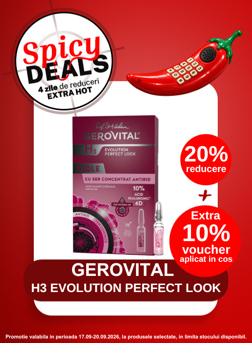Promotie cu 10% voucher aplicat in cos la Gerovital H3 Evolution - Spicy Deals