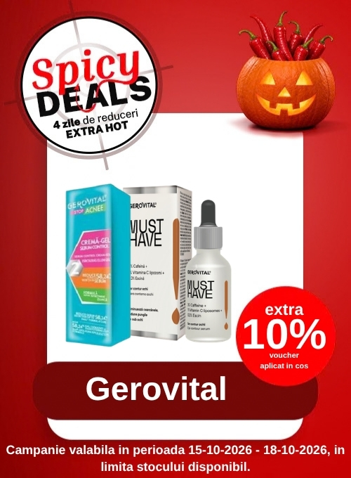 Promotie cu extra 10% voucher aplicat in cos la Gerovital - Spicy Deals