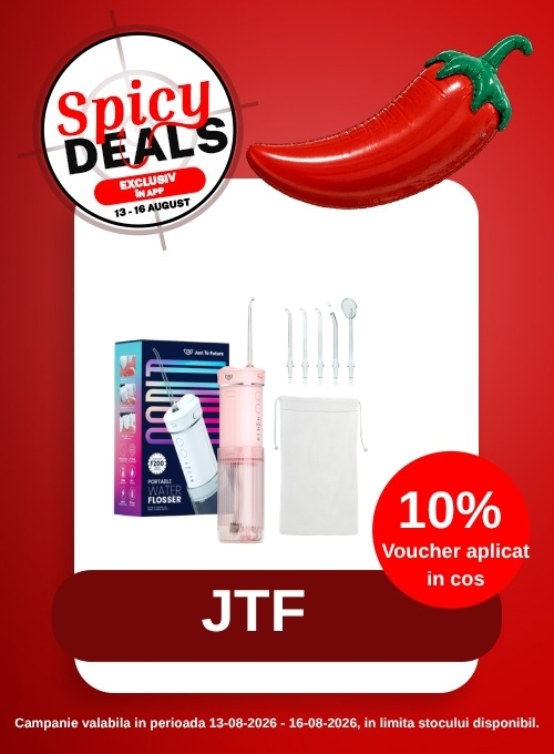 Promotie cu 10% voucher aplicat in cos la Jtf - Spicy Deals