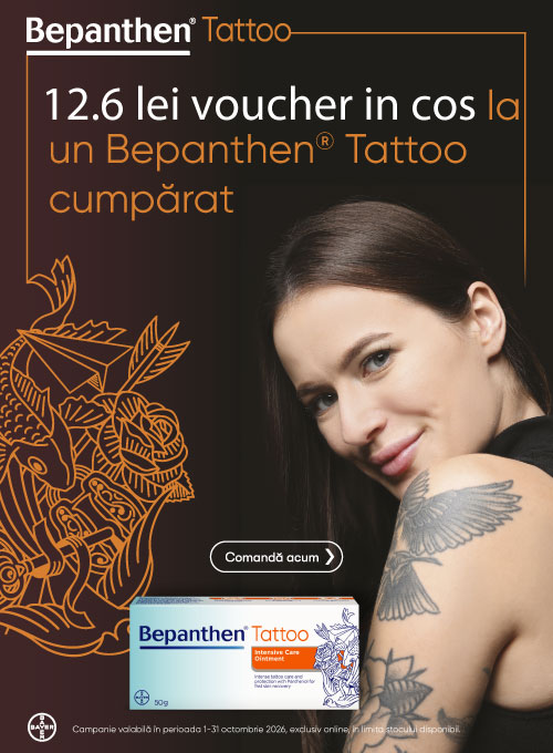 Promotie cu 12,6 lei voucher aplicat in cos la Bepanthen Tatto Unguent