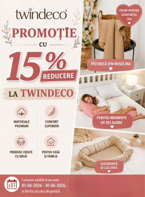 Promotie cu 15% reducere la Twindeco