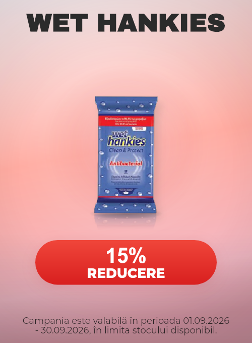 Promotie cu 15% reducere la Wet Hankies