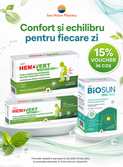 Promotie cu 15% voucher aplicat in cos la Sun Wave Pharma