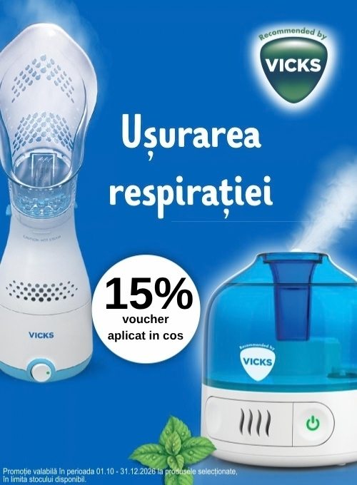 Promotie cu 15% voucher aplicat in cos la Vicks