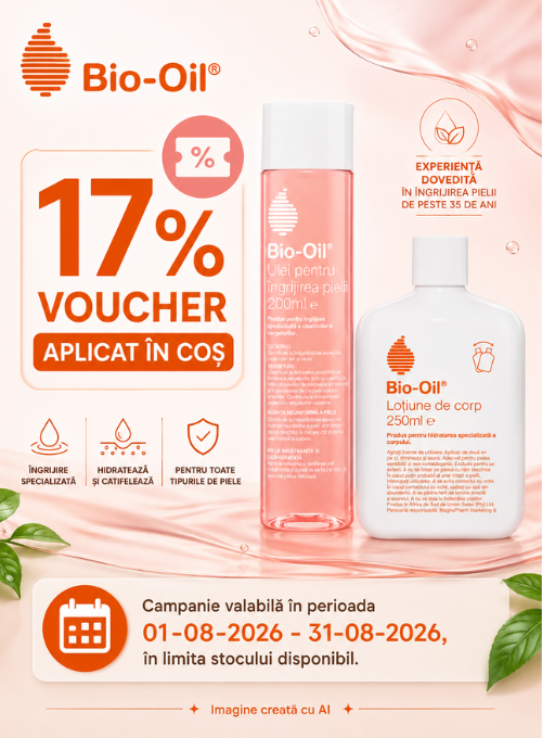 Promotie cu 17% voucher aplicat in cos la Biooil