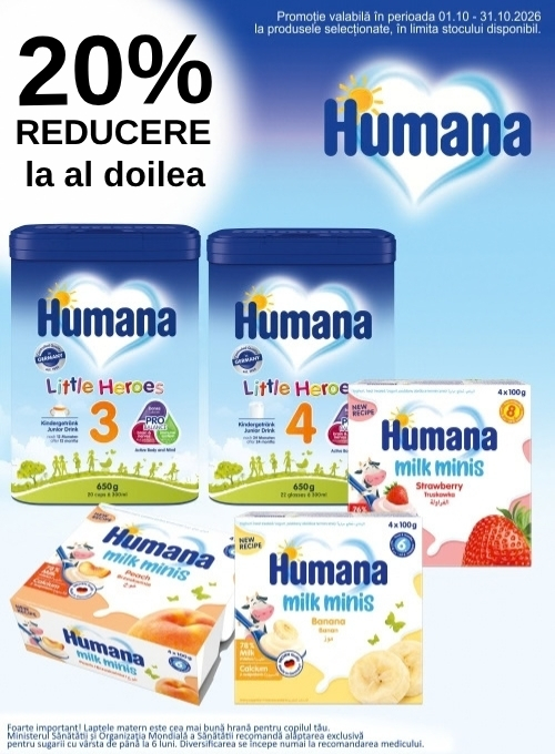 Promotie cu 20% reducere la al doilea produa Humana