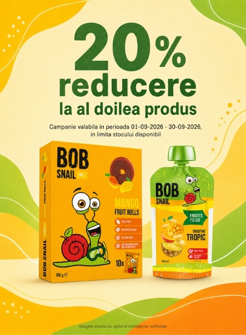Promotie cu 20% reducere la al doilea produs Bob Snail