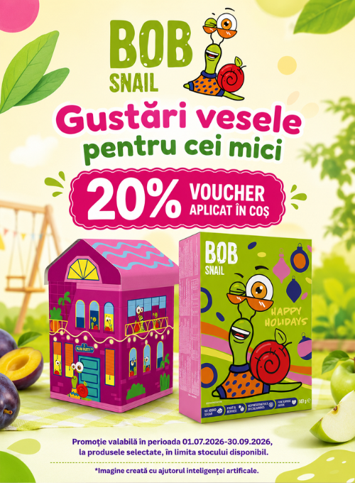 Promotie cu 20% voucher aplicat in cos la Bob Snail