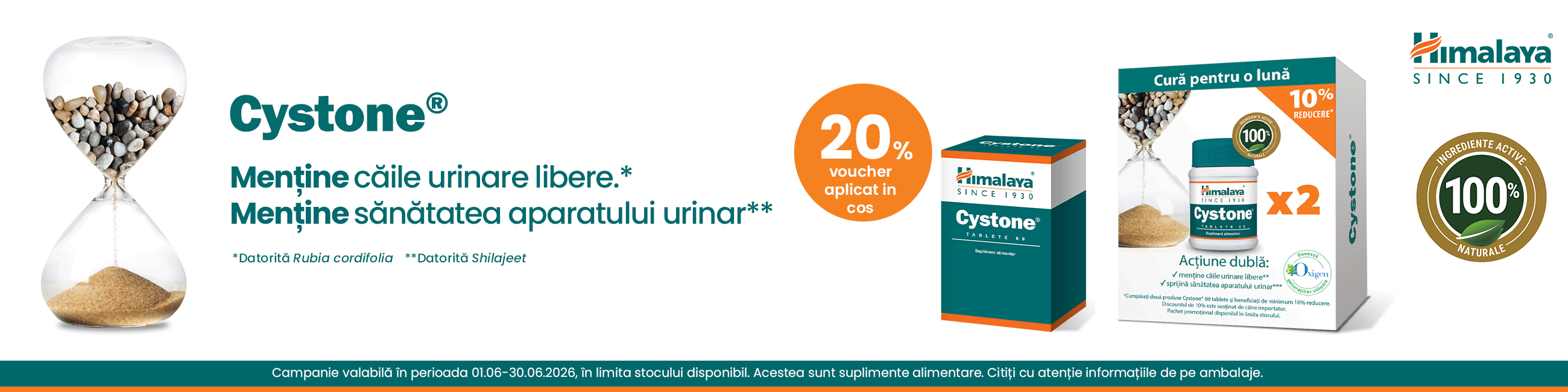 Promotie cu 20% voucher aplicat in cos la Himalaya Cystone