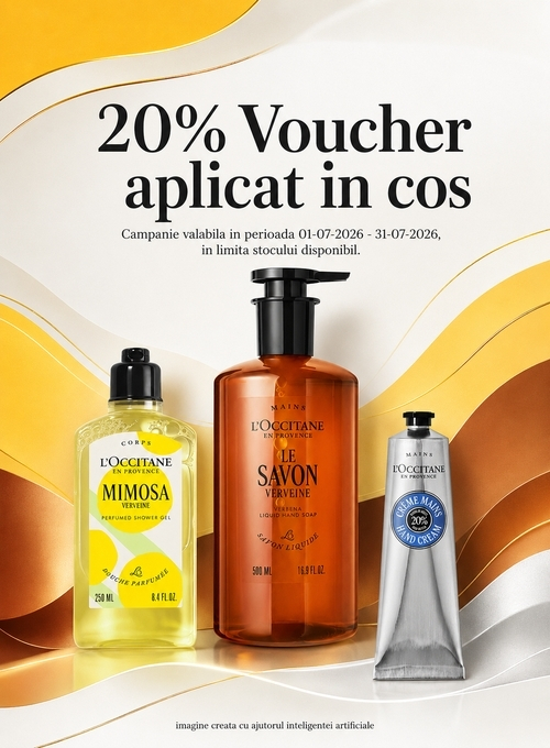 Promotie cu 20% Voucher aplicat in cos la L'Occitane