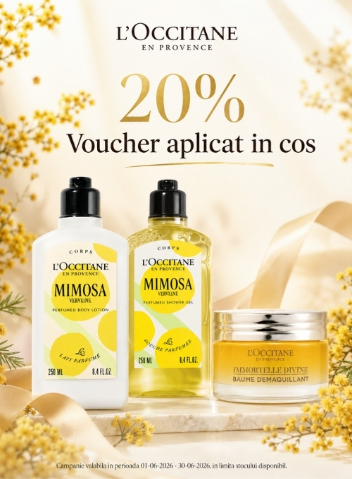 Promotie cu 20% Voucher aplicat in cos la L'Occitane