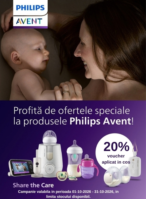 Promotie cu 20% voucher aplicat in cos la Philips Avent