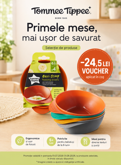 Promotie cu 24.5 lei voucher aplicat in cos la Tommee Tippee set 4 castroane