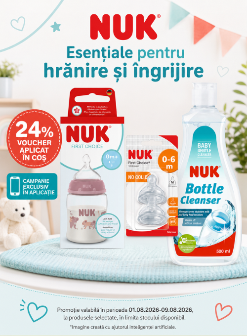 Promotie cu 24% voucher aplicat in cos la Nuk Exclusiv in Aplicatie